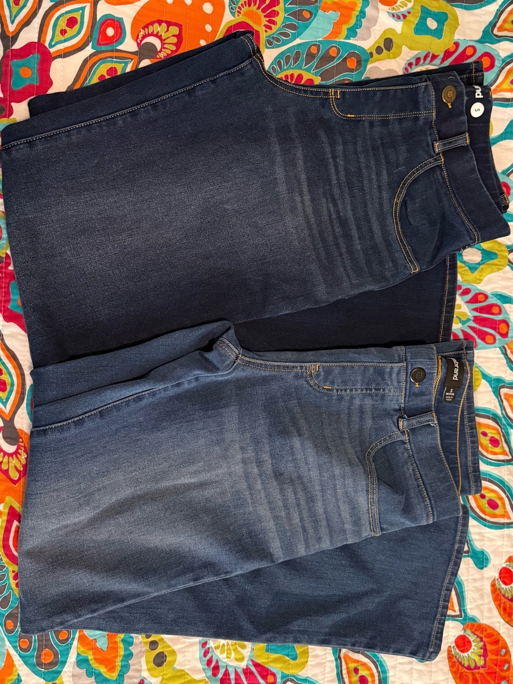 Betabrand Straight Leg Jeans in Dark and Medium Blue